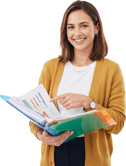 Healthcare professional holding documents