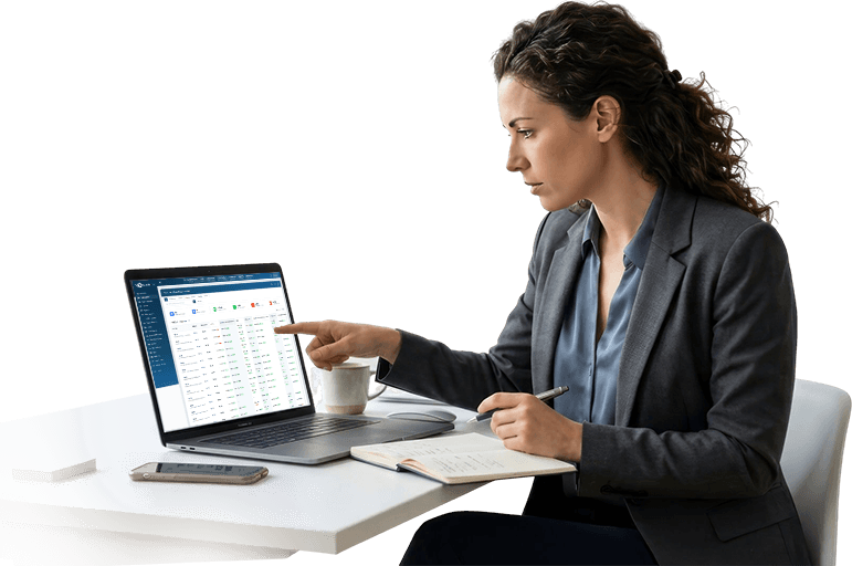 Healthcare professional analyzing claim data
